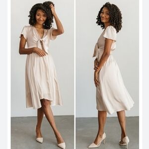 Baltic Born Poppy Satin Midi Dress‎ in Champagne